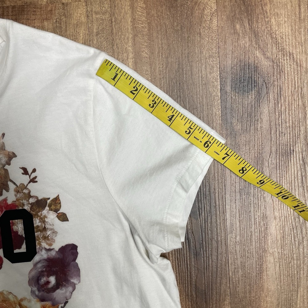 Polo Ralph Lauren Cotton White Graphic Floral Tee Shirt Short Sleeves Women's L - Picture 7 of 7